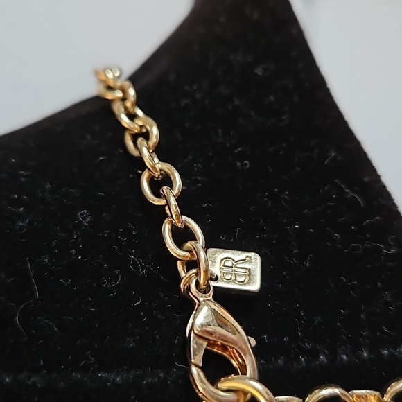 BANANA REPUBLIC Rhinestone & Yellow Stone on Goldtone Necklace - Picture 7 of 7